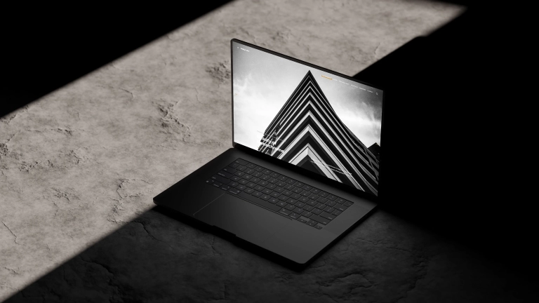 Dark MacBook Pro Mockup Free Download 8K Resolution